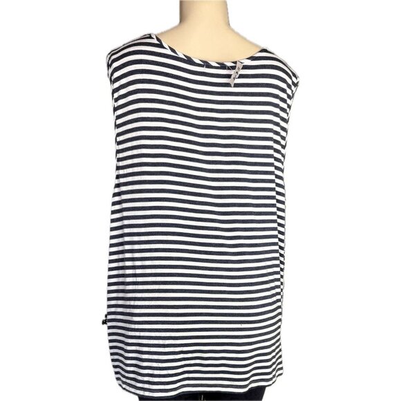 Cha Cha Vente +2X Red-Blue Striped Scoop Neckline Double Layered Tunic Tank Top - Picture 4 of 6